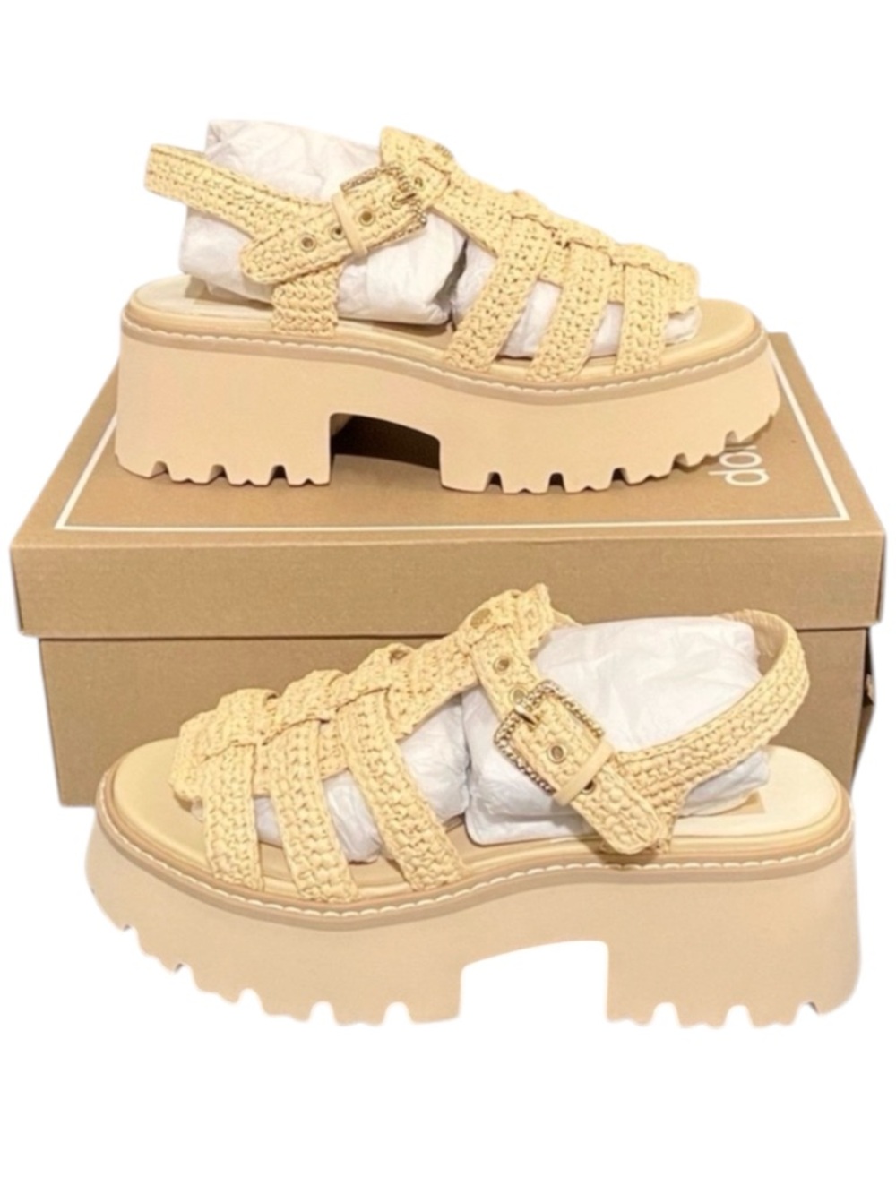 NEW DOLCE VITA Latice Chunky Platform Sandals - Women’s 9 NIB Small Flaw